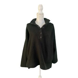 A2 aerie Black Sherpa Pullover Snap Hoodie